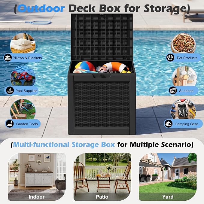 31 Gallon Outdoor Storage Box, Waterproof Resin Deck Box - Image 3