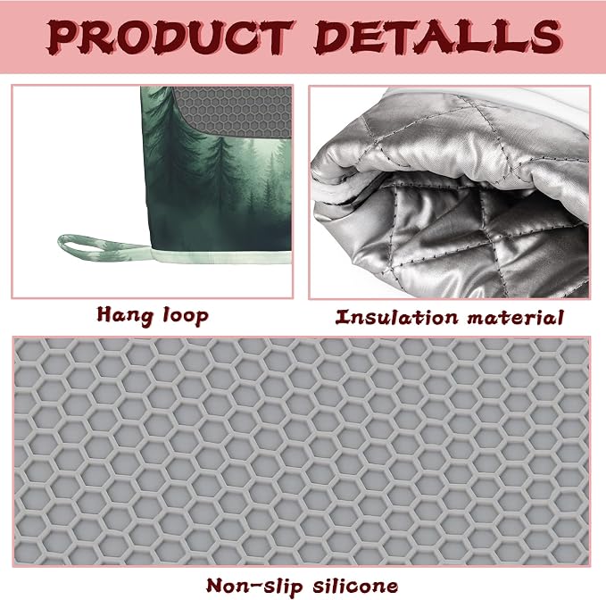 Misty Forest Mountain Heat-Resistant Silicone Oven Mitts and Pot Holders - Image 3