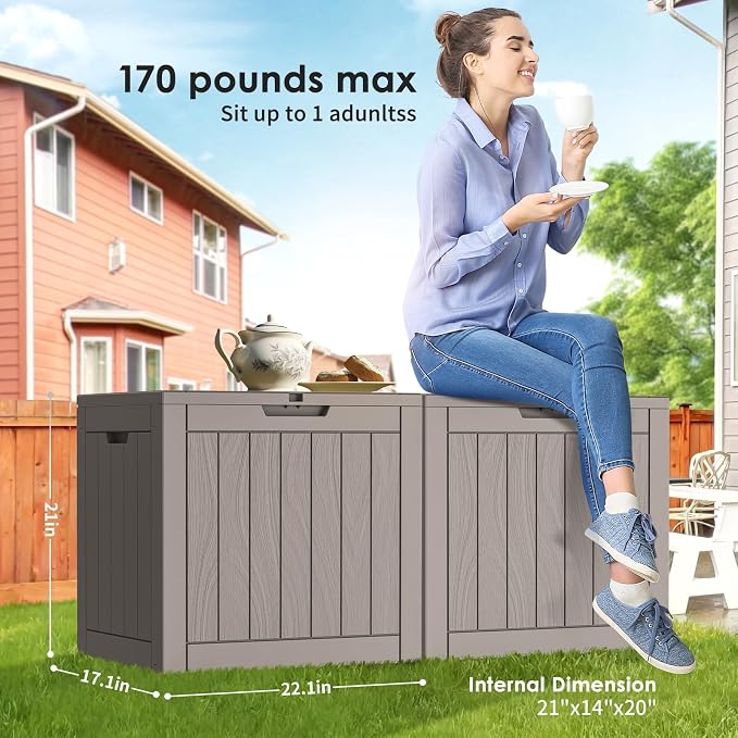 Resin Deck Box - 30 Gallon Lockable Outdoor Storage, Water-Resistant - Image 3