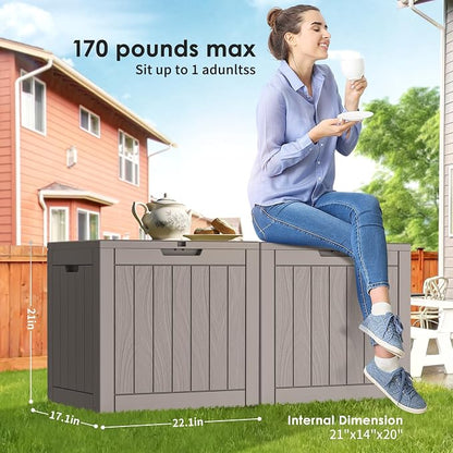 Resin Deck Box - 30 Gallon Lockable Outdoor Storage, Water-Resistant - Image 3