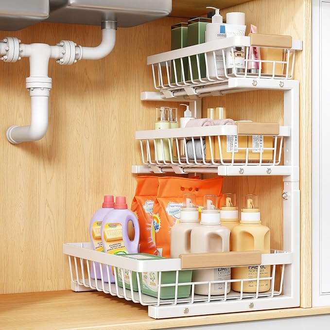 PXRACK Under Sink Organizer, Slide out Storage Drawer Rack by PXRACK