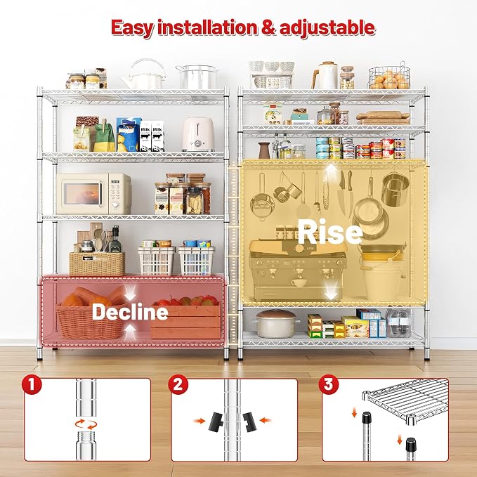 REIBII 73''H Storage Shelves 1660LBS Wire Shelving Unit - Image 9