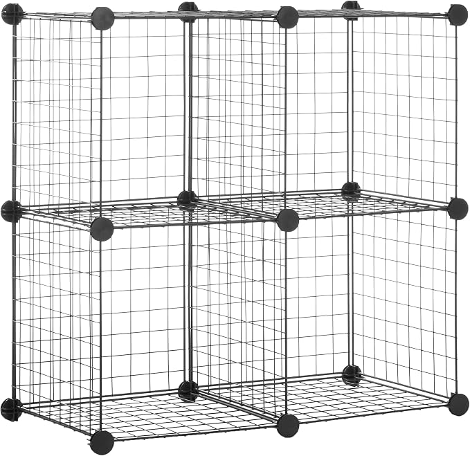 Amazon Basics 4 Cube Wire Grid Storage Organizer, Closet Organizer and Shelves by AmazonBasics