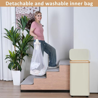 iEGrow 75L Laundry Basket with Wheels, Clothes Hamper - Image 5