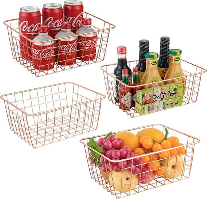 JUNCHU CHERRY Wire Kitchen Storage Basket 4 Packs, Perfect Pantry Organization by JUNCHUCHERRY