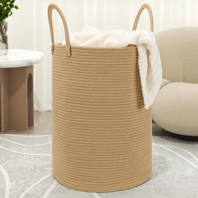 58L Cotton Rope Laundry Basket, Woven Basket by Eblog