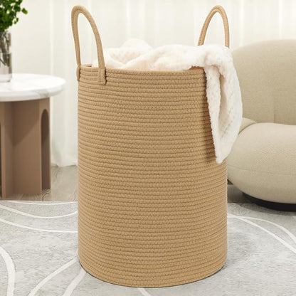 58L Cotton Rope Laundry Basket, Woven Basket by Eblog