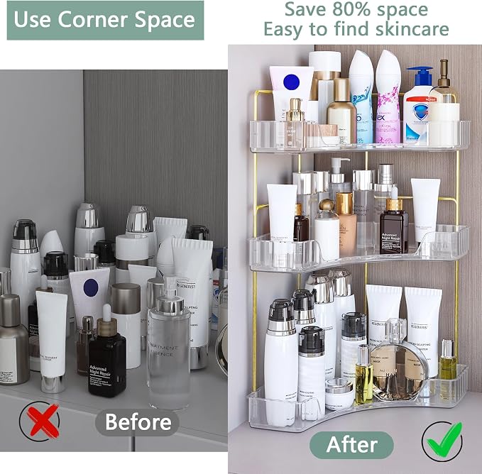 Webetop Corner Bathroom Counter Organizer 3 Tier Bathroom Countertop Organizers - Image 3