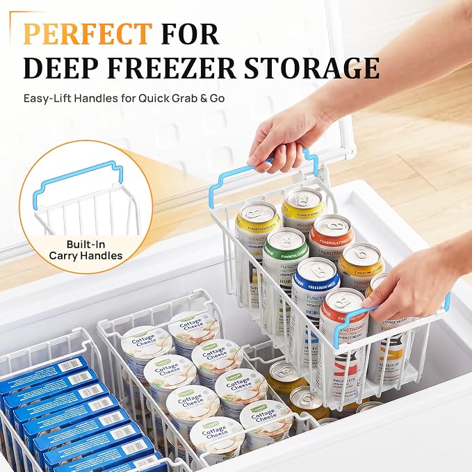SUNALLY Stackable Storage Bins 6 Pcs Wire Baskets Freezer Organizer, Vegetable - Image 4
