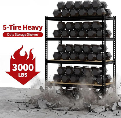 Heavy Duty Garage Storage Shelves, 3000 Lbs Capacity, 5-Tier Adjustable Storage - Image 4