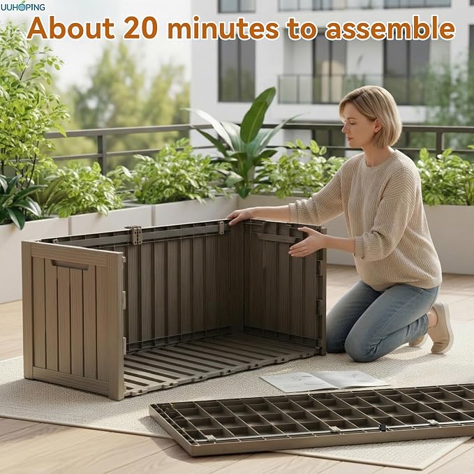 150 Gallon Outdoor Deck Box, Resin Waterproof Storage Box - Image 8