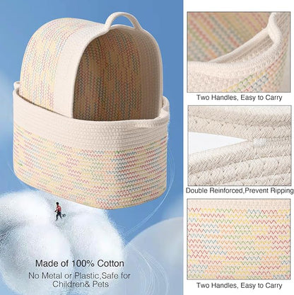 DUHEL Cotton Rope Woven Storage Basket, Used - Image 4