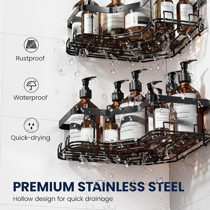 MAXIFFE 3 Pack Corner Shower Caddy - Image 5