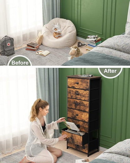 Fabric Dresser for Bedroom, 7-Drawer Tall Vertical Tower) | Wooden Top - Image 8