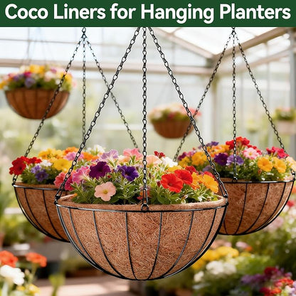 18 Inch Coco Liners for Planters, 4 Pack Hanging Basket Liners | Round Coco - Image 7