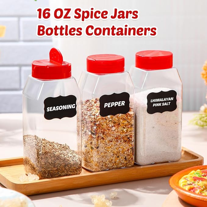 Mifoci 28 Pack 16 oz Plastic Spice Jars - Image 4