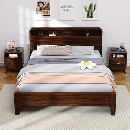 Nightstand with Charging Station, Fluted Nightstand with LED Lights, Modern - Image 7