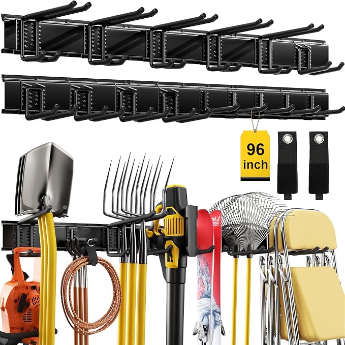 96" Garage Tool Organizer Wall Mount, 1250lbs Heavy Duty Garden Tool Storage by YZSFMZGE