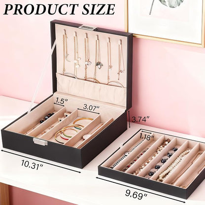 BEWISHOME Jewelry Box Organizer, 2-Layer Necklace Organizer Box, Modern Style - Image 5