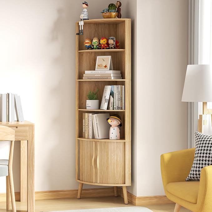 5-Tier Corner Shelf, 66.73''Tall Modern Corner Bookshelf, 5 Shelf Bookcase - Image 5