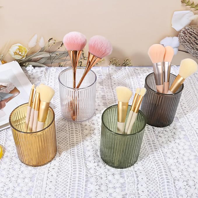 DASITON Makeup Brush Holder Organizer, Acrylic Makeup Brush Cup, Vintage - Image 3