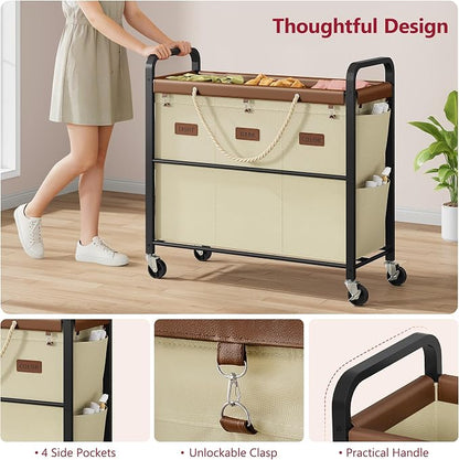 Tajsoon 148L Large Laundry Sorter 3 Section, Laundry Hamper - Image 7