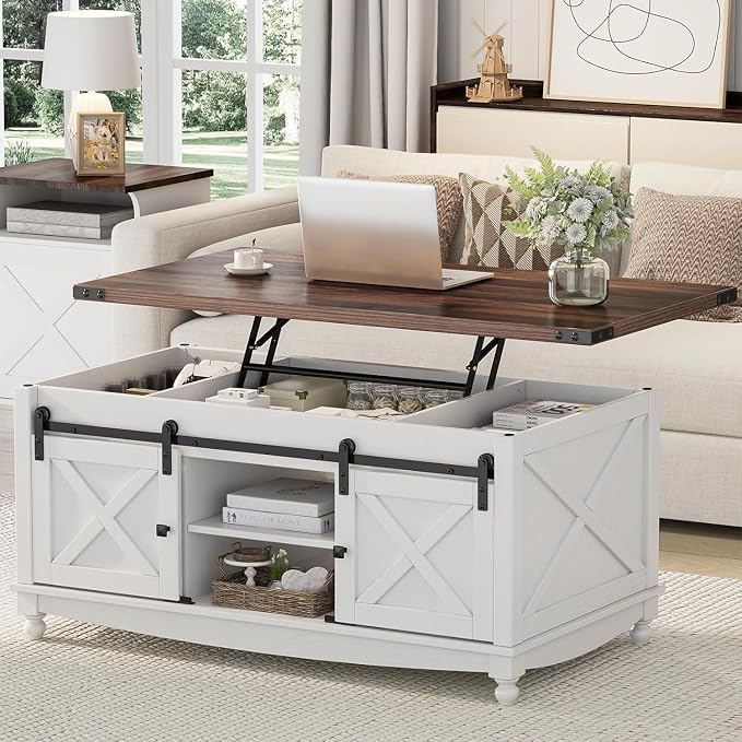 ALLSTAND 48" Farmhouse Lift Top Coffee Table by ALLSTAND