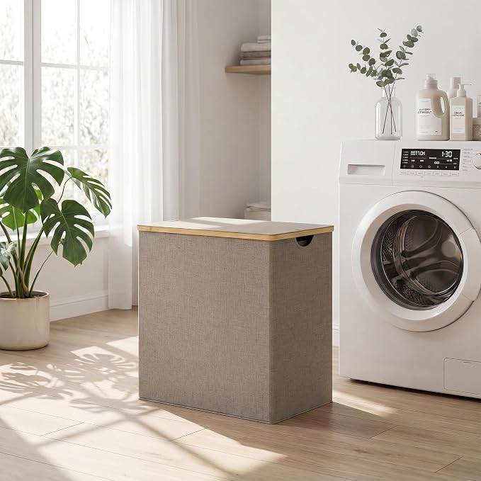 efluky Laundry Hamper with Lid, Double Laundry Basket with 2 Removable Bags - Image 6