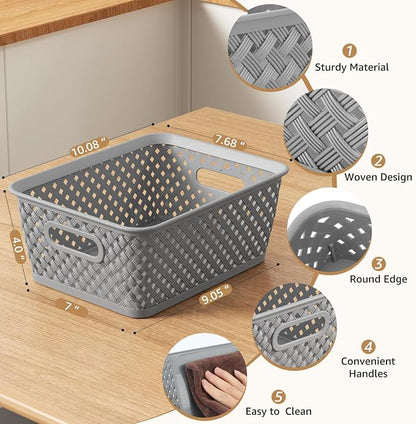 MaxGear 3 Pack Plastic Storage Baskets, Suitable - Image 2