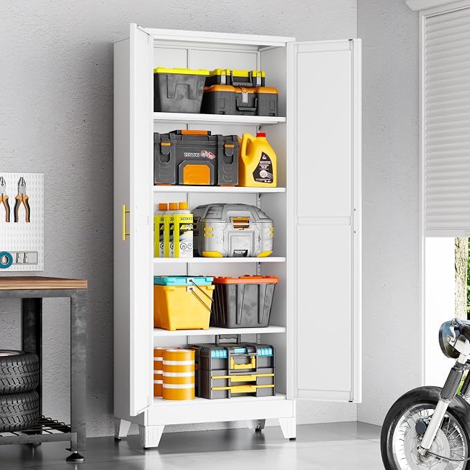 71" White Metal Storage Cabinet - Image 2