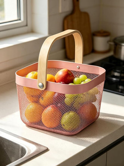 AJIODA Metal Mesh Steel Basket, Storage Organizer Basket Multi-functional - Image 5