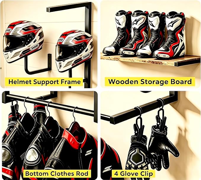 Motorcycle Helmet Holder Wall Mount, Motorcycle Gear Rack - Image 6
