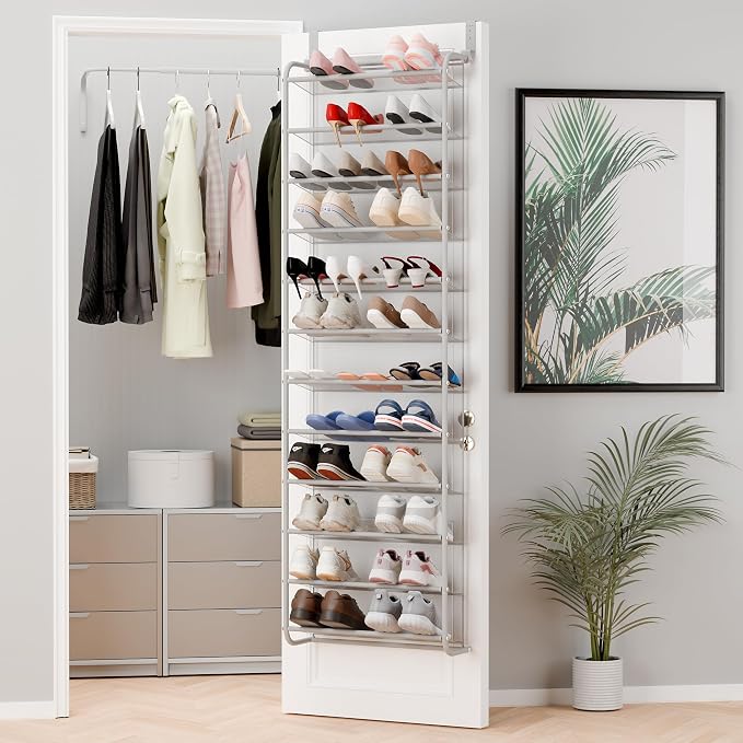 Whitmor 36 Pair Over The Door Shoe Organizer, 12 Tier Hanging Shoe Organizer by Whitmor