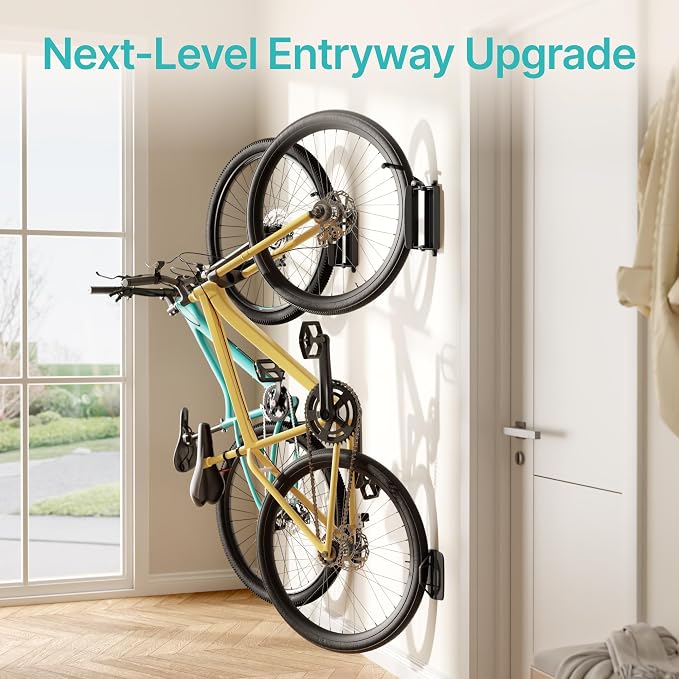 2 Pack Bike Hooks for Garage, Heavy Duty Swivel Bike Wall Mount, Holds 77 Lbs - Image 5