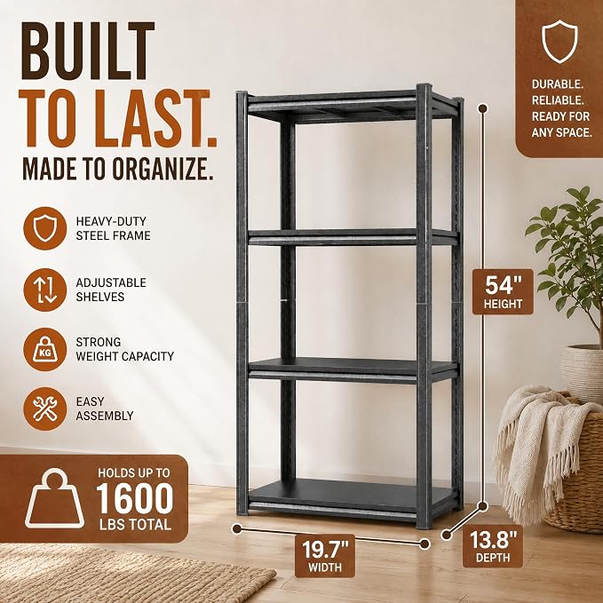 Heavy Duty Metal Bookshelf Adjustable Storage Shelving Unit - Image 2