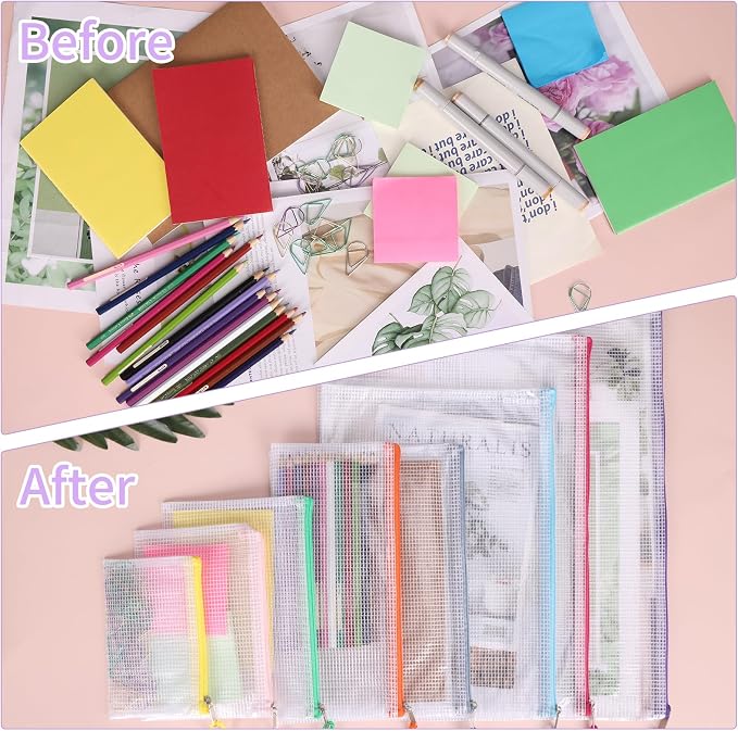 EOOUT 42pcs Mesh Zipper Pouch, 8 Sizes Waterproof Zipper Bags, 17 Colors - Image 5