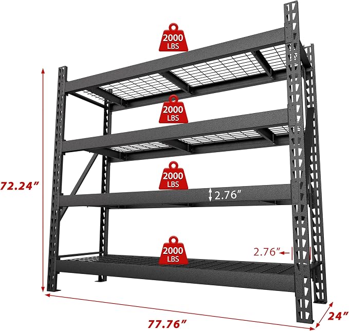 BlueWish 8000LBS 78 "W x 24 "D x 72 "H Garage Shelving Heavy Duty Storage - Image 2