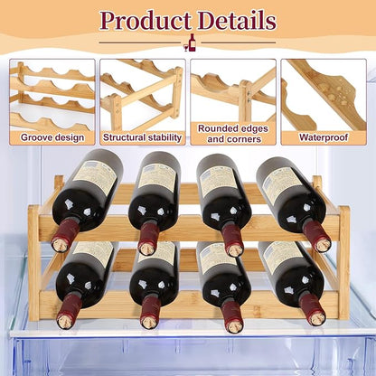 2 Pack Wine Racks, 2-Tire Bamboo Wine Rack, Wine Rack - Image 3