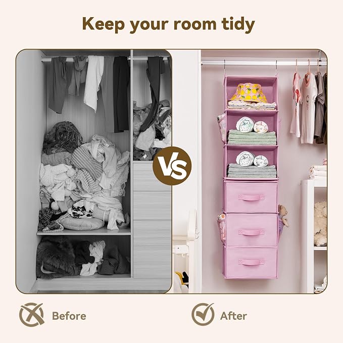 GRANNY SAYS Hanging Closet Organizer 6-Shelf, Separable to 2 Pack 3-Shelf - Image 6