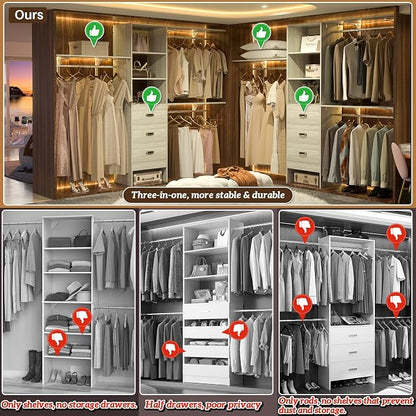 iSunirm 8FT Closet System, Wall Mount Bedroom Wardrobe - Image 2