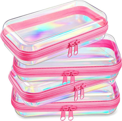 Hoolerry 4 Pcs Hard Clear Zipper Case Makeup Bags Plastic Pencil Pouch by Hoolerry