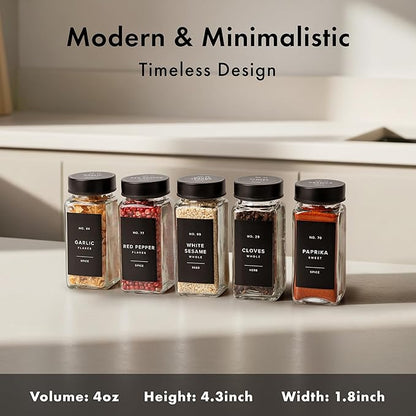 Glass Spice Jars with Label and Stainless Steel Lids Spice Containers with 240 - Image 2
