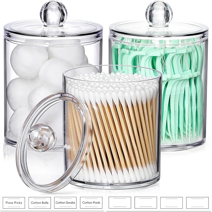 AOZITA 3 Pack Acrylic Qtip Holder Dispenser - Image 9