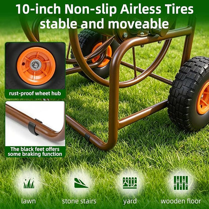 Garden Hose Reel Cart, Heavy Duty Metal w/2 Wheels, Holds 230ft 5/8" | Outdoor - Image 7