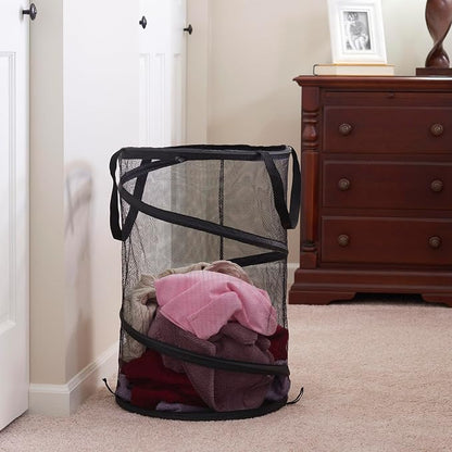 Household Essentials 2026 Pop-Up Collapsible Mesh Laundry Hamper | Black - Image 3