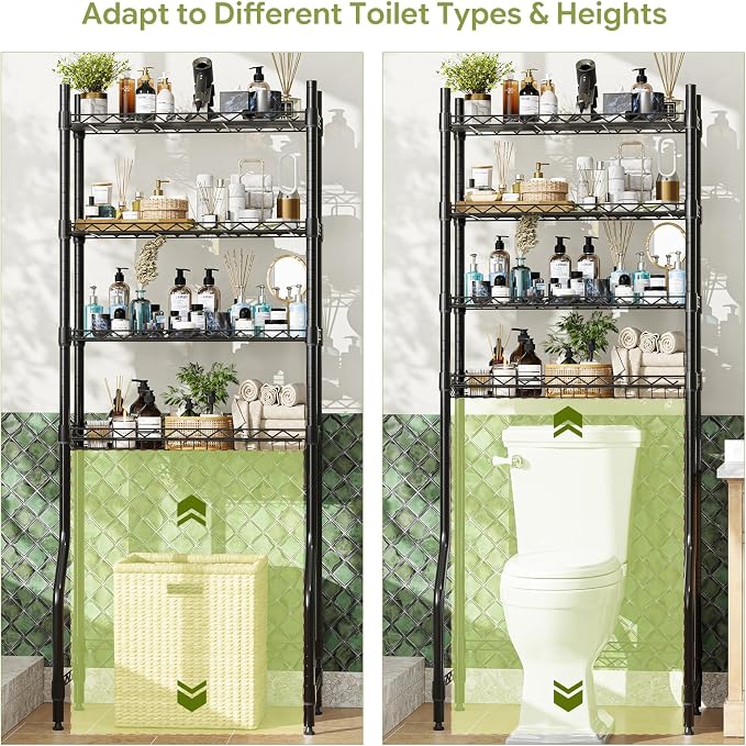 Simple Trending 4 Tier Over The Toilet Storage Rack, Bathroom Organizers and - Image 6