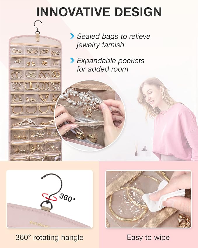 BAGSMART Hanging Jewelry Organizer, Necklace Holder Anti-tangle Earrings Rings - Image 4