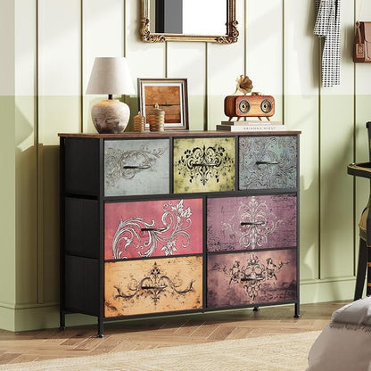 WLIVE Dresser for Bedroom, 7 Drawers, TV Stand, Pattern | 7 roomy fabric drawers - Image 2