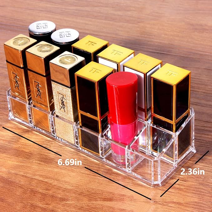 Lipstick Holder 12 Spaces Lipgloss Organizer, 2 Rows - Image 2
