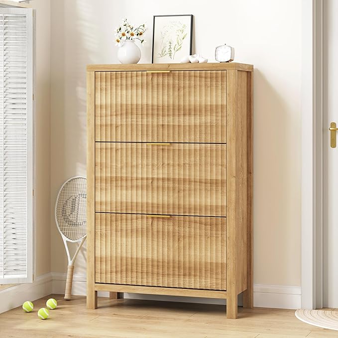 32" Fluted Shoe Cabinet Storage - Image 3